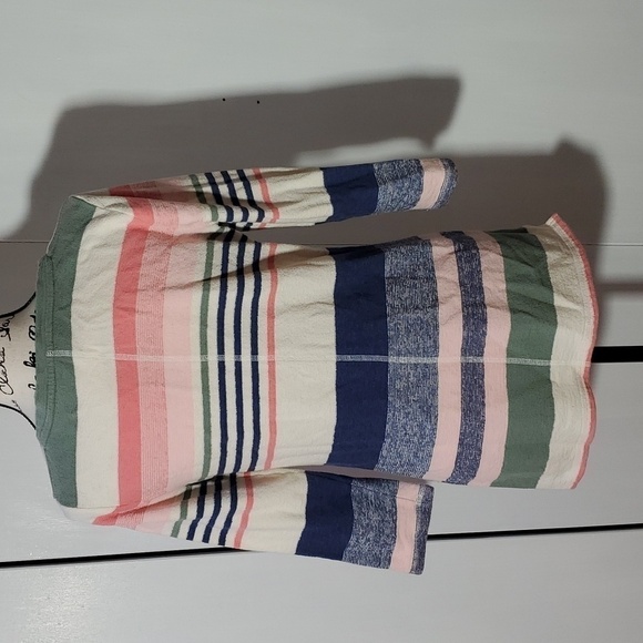 T by Talbots- Womens Top Cream multi Color  stripes 100% Cotton organic Sz.M - Picture 3 of 5